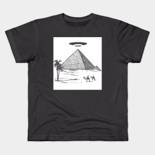 UFO Over Egyptian Pyramids Aliens and Spacecore Kids T-Shirt